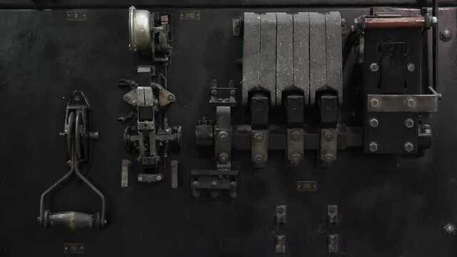 Old electric remote control. Metro Management. 4K.