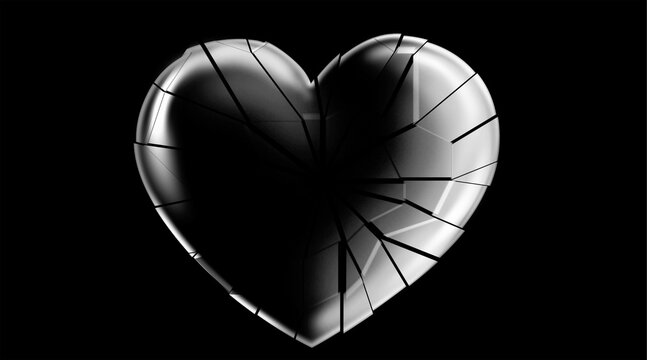 Shattered dark glass heart