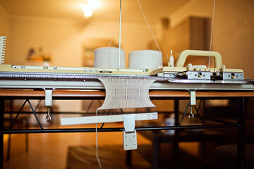 workspace at home Knitting at with knitting machine