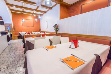 Restaurant interior. Small restaurant in Italy.