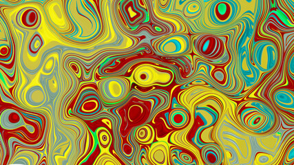 Abstract red and yellow background with bubbles.