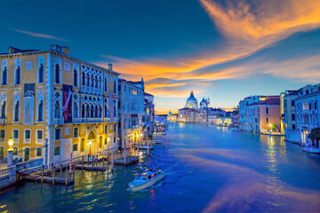 Italy, Venice, Grand Canal at sunset