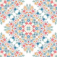 Beautiful seamless pattern with ornament from colorful summer flowers. Print for fabric.