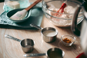 The baking process of baking pies and cookies in the kitchen