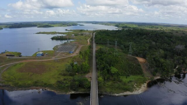 DRONE DJI MAVIC 2 IMAGE LANDSCAPE WHITE CAR ON THE ROAD IN THE MIDDLE OF AMAZON AMAZON FOREST BRAZIL