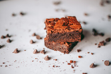 Freshly baked aromatic chocolate brownie
