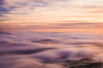 Sunrise over the mountains (sea of clouds)