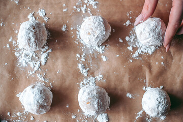 The baking process of baking pies and cookies in the kitchen © Hennadii
