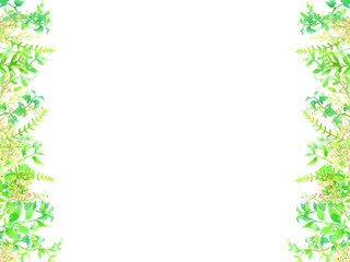 水彩風、手描きの植物のイラストフレーム