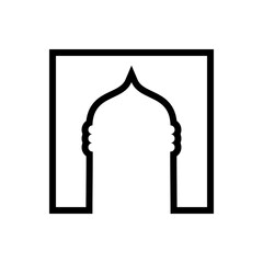 Mosque Door Line - Vector Flat Design Illustration : Suitable for Islamic Theme and Other Graphic Related Assets.