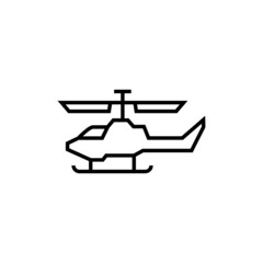 army helicopter icon, military helicopter symbol in flat black line style, isolated on white background