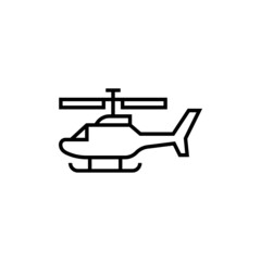 Ambulance helicopter icon in flat black line style, isolated on white background