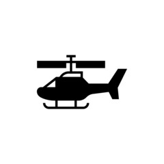 Ambulance helicopter icon in solid black flat shape glyph icon, isolated on white background