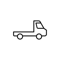 Fototapeta na wymiar Flatbed, flatbedlorry truck icon in flat black line style, isolated on white background
