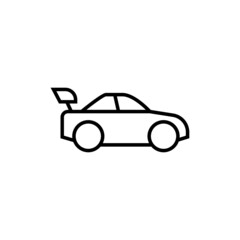 sport car Automotive icon in flat black line style, isolated on white background