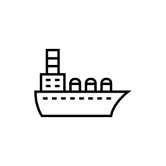 Obraz premium Gas, oil tanker ship icon in flat black line style, isolated on white background