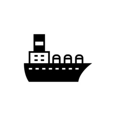 Obraz premium Gas, oil tanker ship icon in solid black flat shape glyph icon, isolated on white background