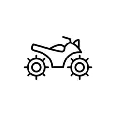 atv vehicle icon in flat black line style, isolated on white background