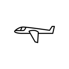 glider icon in flat black line style, isolated on white background