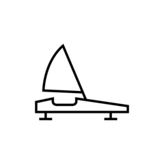 iceboat icon, icebreaker ship symbol in flat black line style, isolated on white background