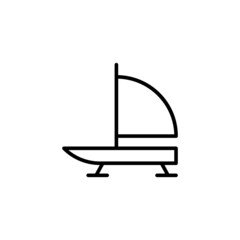 iceboat icon, icebreaker ship symbol in flat black line style, isolated on white background