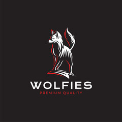 Fototapeta premium wolf standing logo design illustration modern style for your business