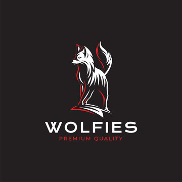 wolf standing logo design illustration modern style for your business