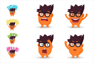 Funny Monster Mascot Character with Different Emotions
