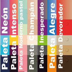 paletas de colores varias útiles para una buena mesa de trabajo y realizar grandes publicidades