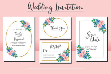 Floral Frame Wedding invitation set, floral watercolor hand drawn Peony and Magnolia Flower design Invitation Card Template