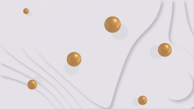 4K Seamless loop Bright modern abstract with gold and white color moving geometric shapes on the white background. Seamless loop