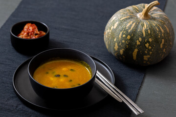 Korean pumpkin soup with red bean