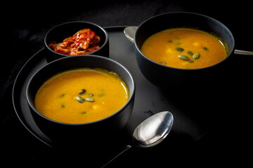 Korean pumpkin soup with red bean