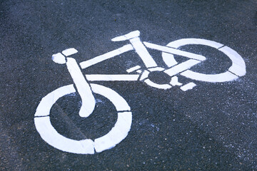 Bicycle lane signage on a street