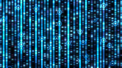 Genome sequencing to determine the nucleotide sequence of DNA - 3D illustration rendering