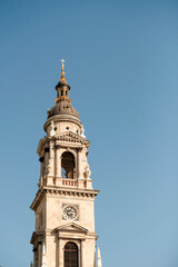 Fototapeta na wymiar bell tower of a church on a sunny day in Budapest