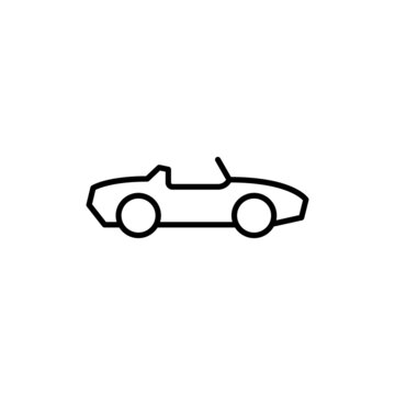 cab, cabrio, cabriolet icon in flat black line style, isolated on white background
