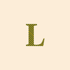 Symbol letter L, uppercase with classic style, trend colors 2021