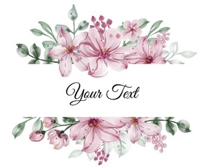 Beautiful floral frame with elegant flower  with leaves