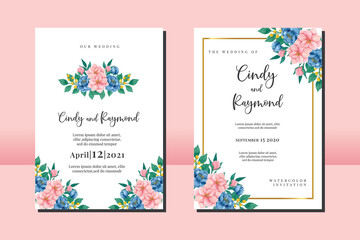 Obraz na płótnie Canvas Floral Frame Wedding invitation set, floral watercolor hand drawn Peony and Magnolia Flower design Invitation Card Template