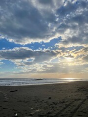 sunrise on a beach in el salvador. beautiful view of the beach in full color