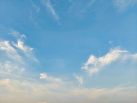 The Sky With Thin Clouds In The Evening.