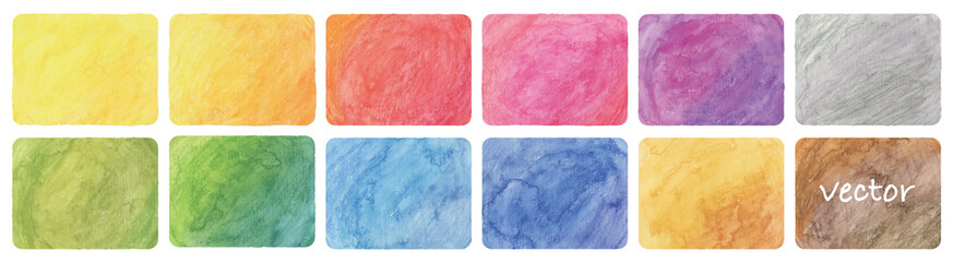Set of vector colorful watercolor square strokes