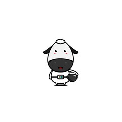 character design of sheep as an astronaut,cute style for t shirt, sticker, logo element