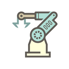 Robotic arm, industrial robot system vector icon. Consist of mechanical arm, electronic, hydraulic. Control by automation technology. For industry i.e. assembly, manufacturing, cnc, production process