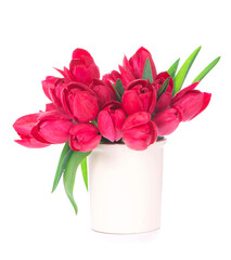 Bouquet of pink tulips on a light background