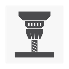 Drilling vector icon. That carbide drill bits and mill drill machine or equipment tool. To make hole or screw thread by speed turning and pressing into material. For industrial work i.e. metalworking. © DifferR