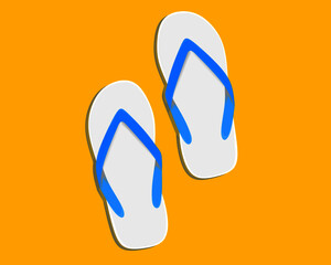 a pair of flip-flops on a yellow background for footwear fashion content