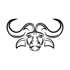 Line art vector of African buffalo head. Suitable for use as decoration or logo.
