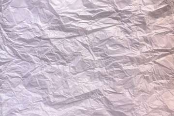 White color crumpled baking parchment paper textured background